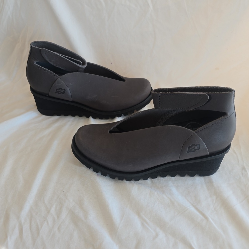 Loints Of Holland Selena Ankle Strap Wedge Mary‎ Jane Shoes Gray Women's Size 37